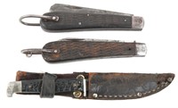 19TH C. FOLDING AND FIXED BLADE KNIVES LOT OF 3