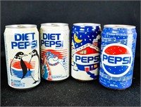 4 PEPSI POP ART CANS - WINTER THEMED