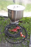 Large stainless steel steamer pot, LP gas burner,