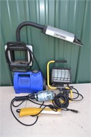 4 shop lights and CH 12V compressor/light tool