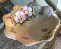Antique Hand Painted Porcelain Candy Dish