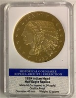 1929 Indian Head 1/2 Eagle Tribute