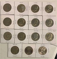 (15) Kennedy Half Dollars Clad Asst. Dates