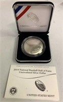 2014-P Baseball Hall of Fame Curved Silver Dollar