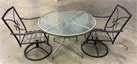 Patio Table and (2) Swivel Chairs