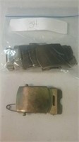 Group of 4 brass military belt buckles