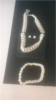 Pearl necklace with matching pierced earrings a