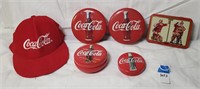 ASSTD COKE COLLECTIBLES: CARDS, HAT, CANDLE, YOYO,
