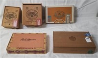 5 ASSTD CIGAR BOXES: WOOD & CARDBOARD