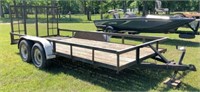 16 ft by 76" flatbed trailer  w 4 ft ramp
