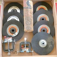7-grinding discs 9x1/4x7/8, clamps & fire