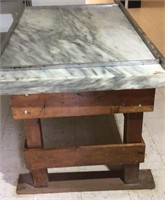 Confectioners marble top table with 1’ side x 3