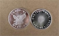 (2) One Ounce Silver Round: Sunshine Mint #1