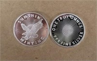 (2) One Ounce Silver Round: Sunshine Mint #3