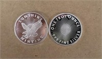 (2) One Ounce Silver Round: Sunshine Mint #10