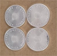 (4) One Ounce Silver Rounds: Sunshine Mint #1