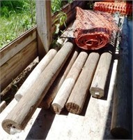 Round Wooden Fence Posts & Snow Fence