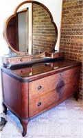 Antique Dresser with Hanky Boxes & Mirror