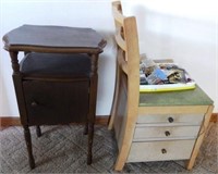 Smoke Stand & Sewing Chair with Drawers