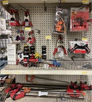 LOT: Clamps & Vices - Assortted over 2 shelves