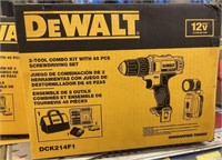 Dewalt DCK214F1 2 Tool Combo Kit Drill 45pcs