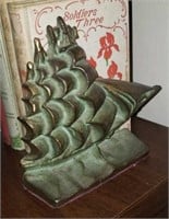 Pair of Bronzed Iron Sailing Ship Bookends