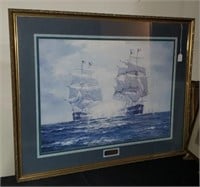 Print  "Sea Battle"- "Henry Scott" -38" x 31 1/2"