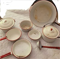 Enamelware Set - red & white