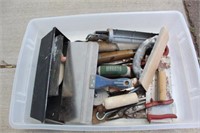 Tote of sheetrock tools