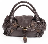 Fendi Brown Leather 'Spy' Hobo Handbag