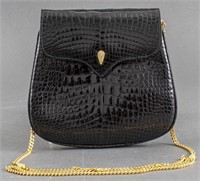 Italian Lana Marks Black Crocodile Evening Handbag
