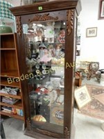 VINTAGE 78" X 33" LIGHTED DISPLAY CABINET.