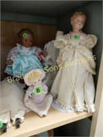 GROUP OF ASSORTED COLLECTIBLE PORCELAIN DOLLS ETC.