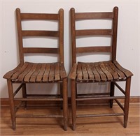 Two Vintage Wooden Country Chairs