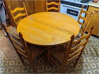 Vintage Round Dining Table & Five Chairs