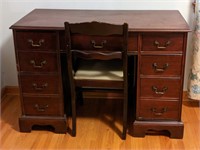 Vintage Kneehole Desk With Chair