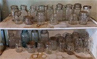 Large Vintage Jar Lot & Shelf