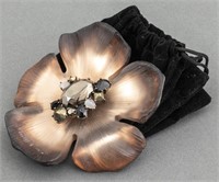 Alexis Bittar Lucite And Crystal Flower Brooch