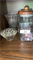 Vases, Glass Frog, & Canister