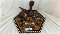 Inlaid Serving Tray, Leather Decanter, & More