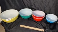 Primary Color Pyrex Nesting Mixing Bowls Set & an