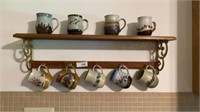Stoneware Coffee Mugs & Shelf