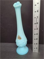 Fenton Blue Satin Water Lily Bud Vase