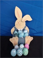Easter decor wooden Bunny box with egg candles