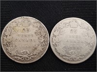 1909 & 1930 Canadian Silver Quarters
