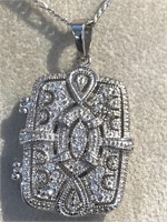 Sterling Silver Locket style  Pendant & Chain