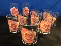 Passionate Home 10 Plastic Glasses with Rose