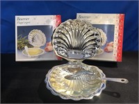 2 Silver Plated Clam Shell Butter Dishes -new