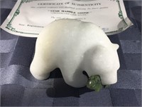 White Star Marble Stone Grizzly Bear Sculpture