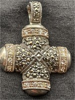 Large cross pendant- sterling/marcasite